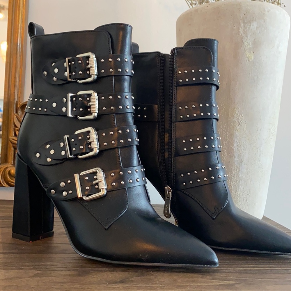 Faux Leather Heeled Booties